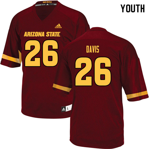 Youth #26 Keith Davis Arizona State Sun Devils College Football Jerseys Sale-Maroon - Click Image to Close